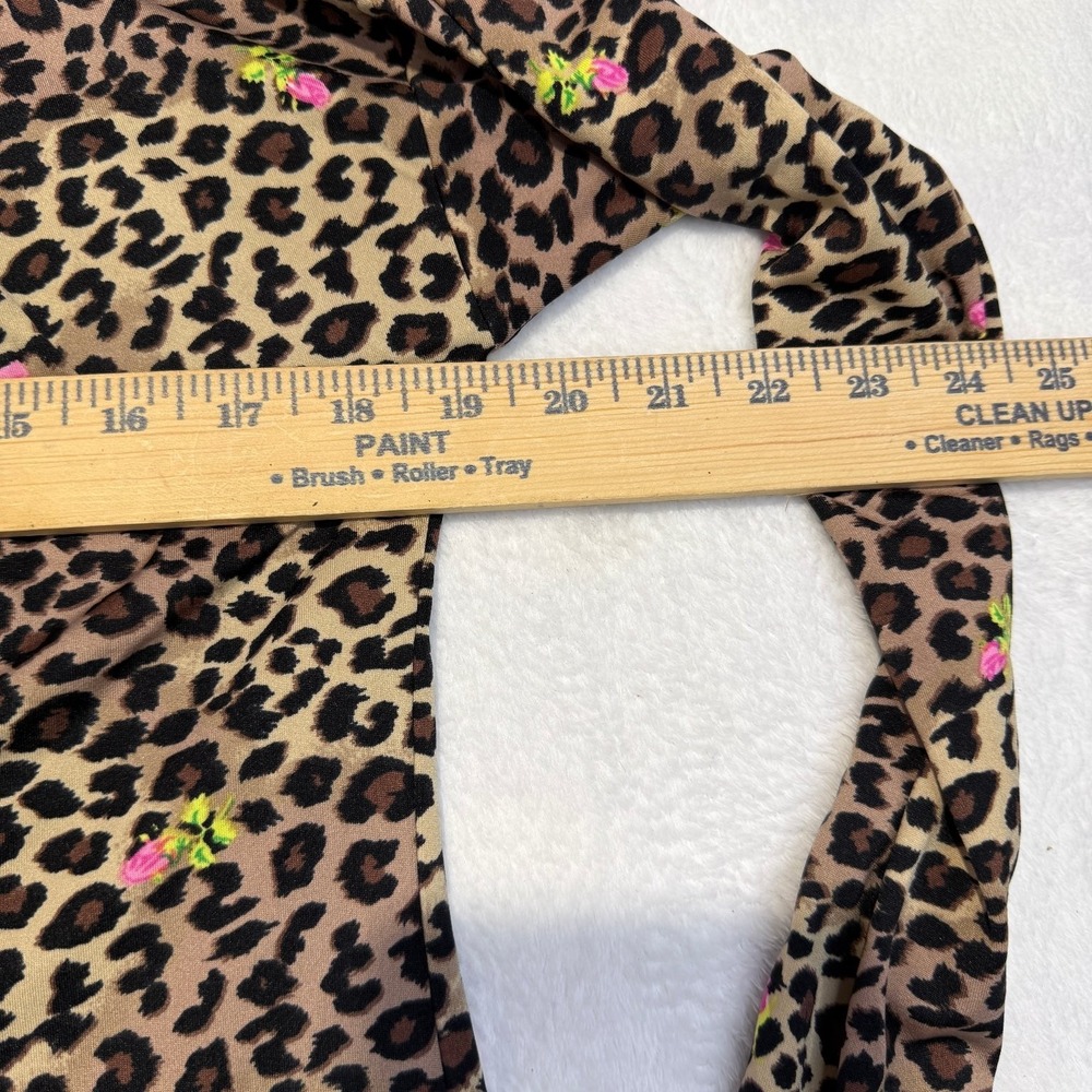 Betsey Johnson Size M Leopard Floral Top Y2K Indie Stretch Blouse - Picture 4 of 7